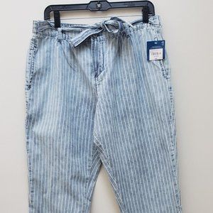 Cute blue and white striped pants with belt 18W